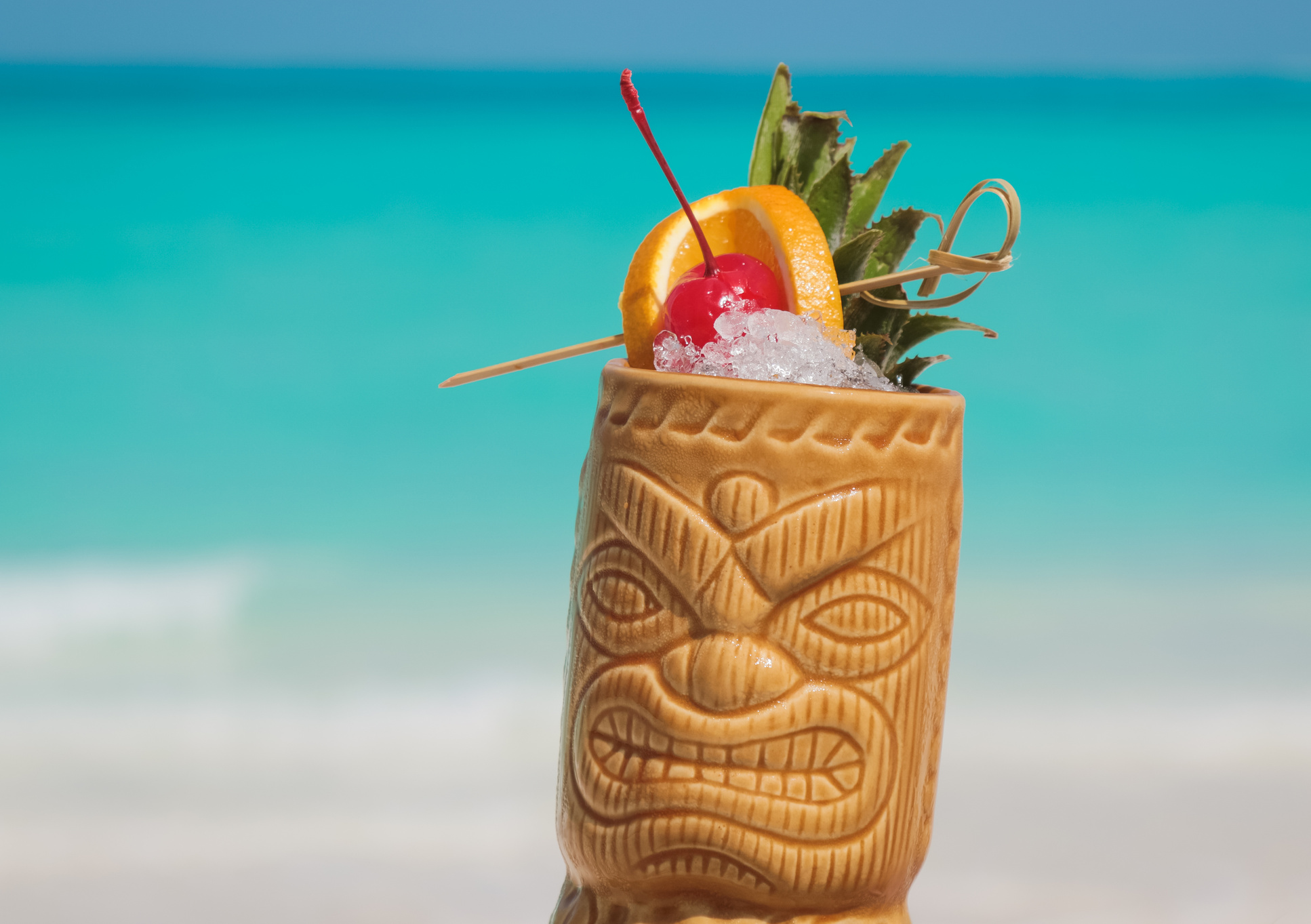 Tiki cocktail by the sea